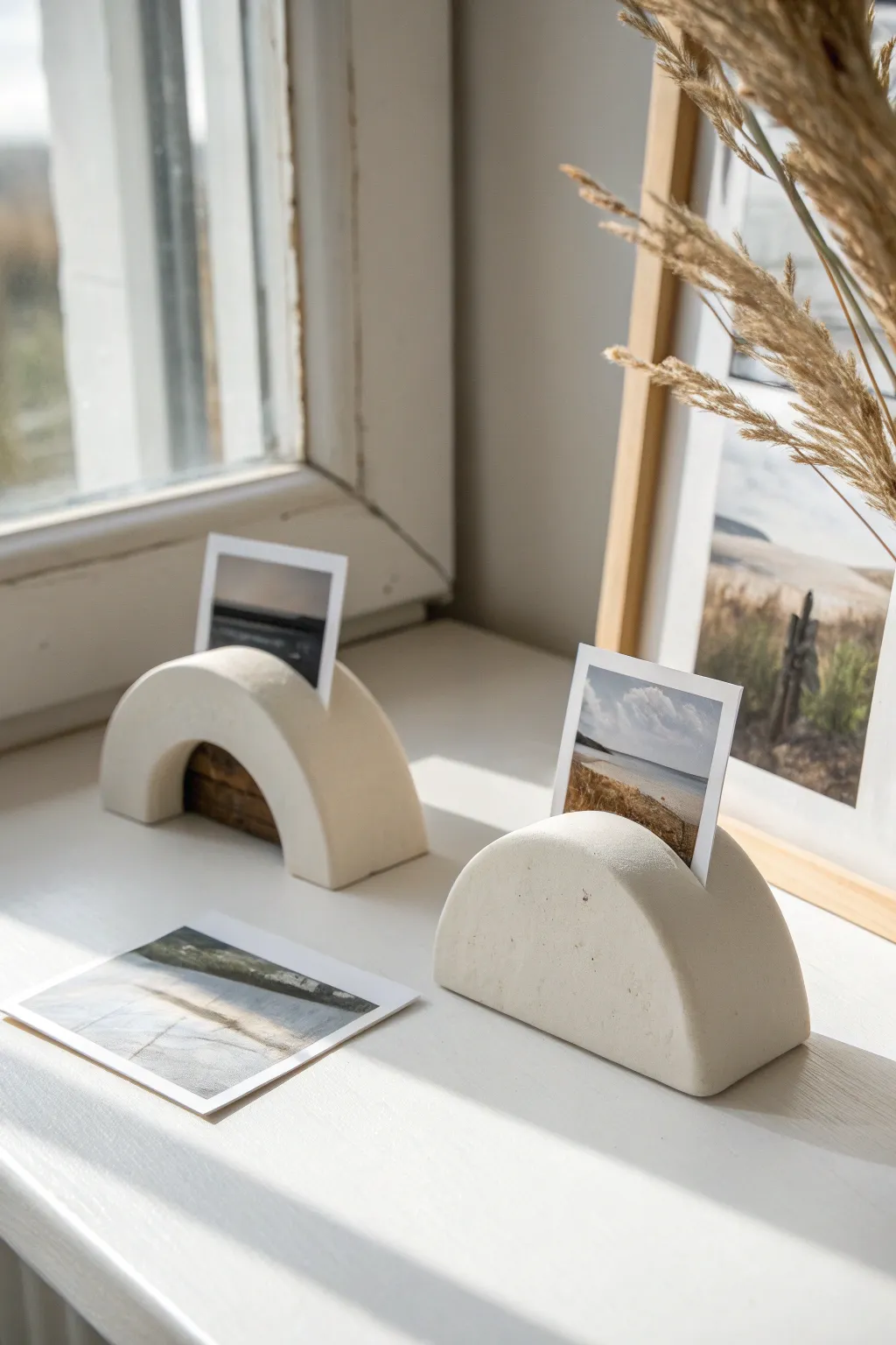 Sweet clay photo holder tokens for an easy date night swap, minimalist and handmade.