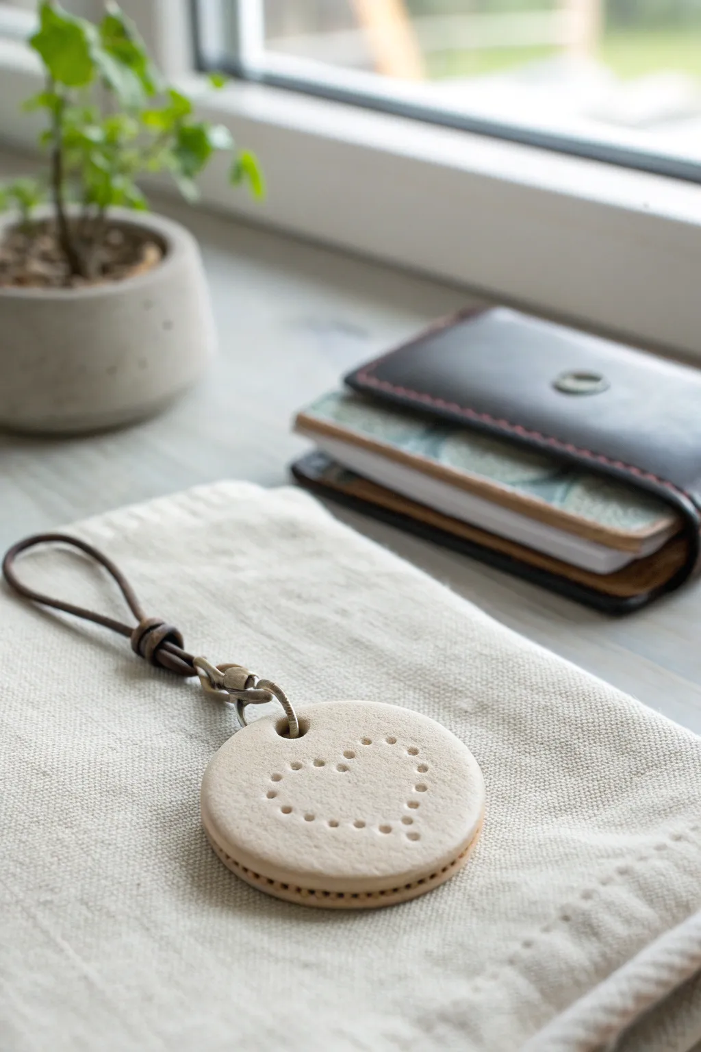 A minimalist pocket token charm with a sweet symbol, a cute clay gift idea for your boyfriend