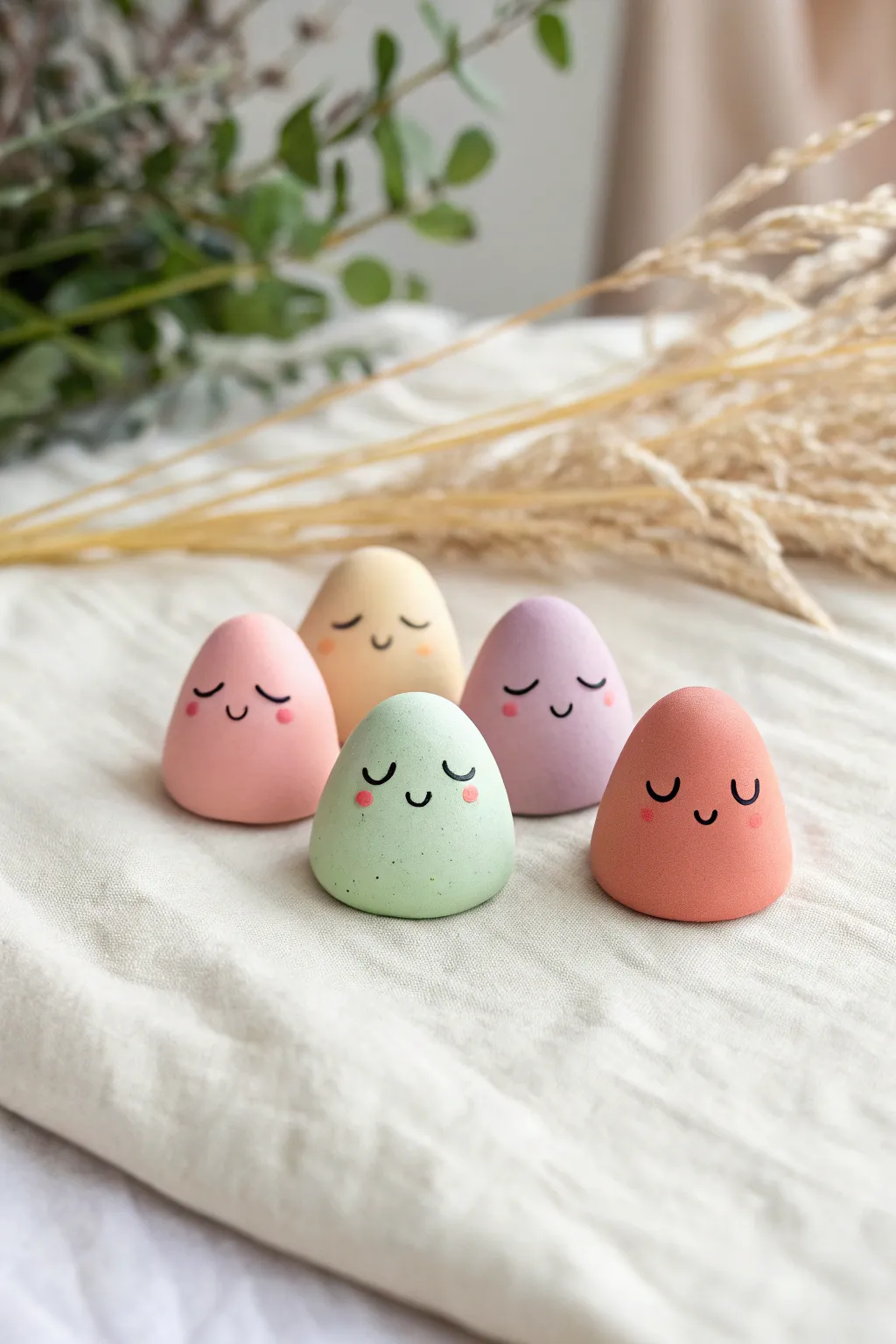 Four chubby clay blob creatures prove simple shapes can be irresistibly cute and cozy