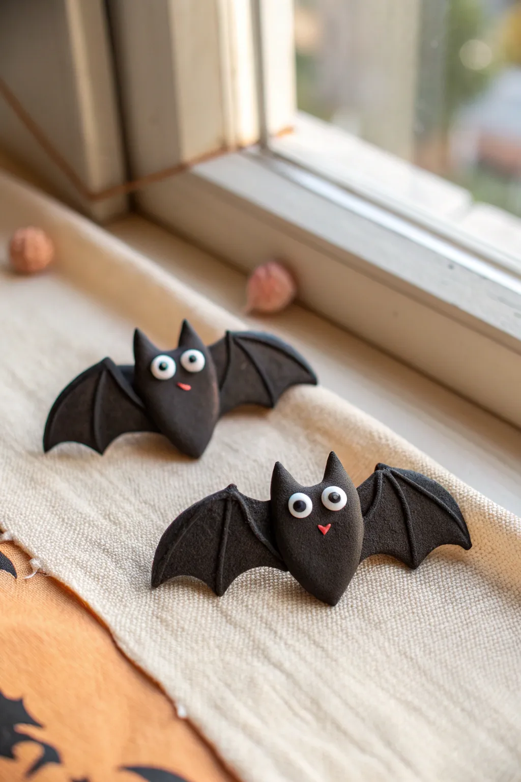 Cute chubby bat wing clips or magnets, minimalist Halloween charm with handmade clay sweetness.