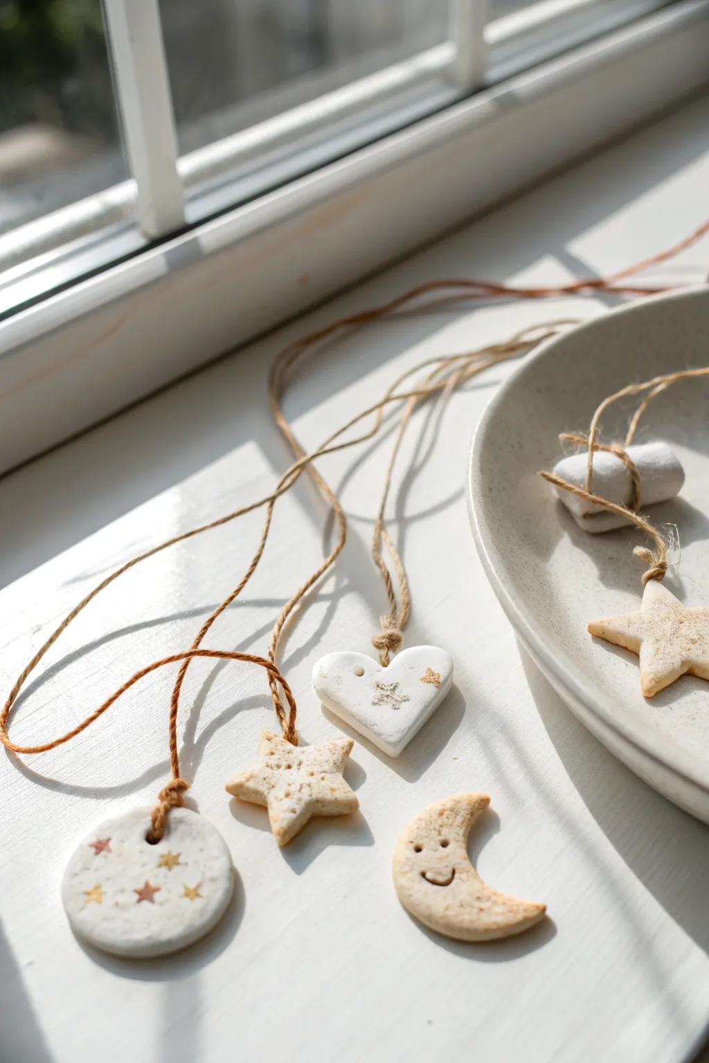 Mini clay charm pendants in sweet simple shapes, ready to string into effortless jewelry