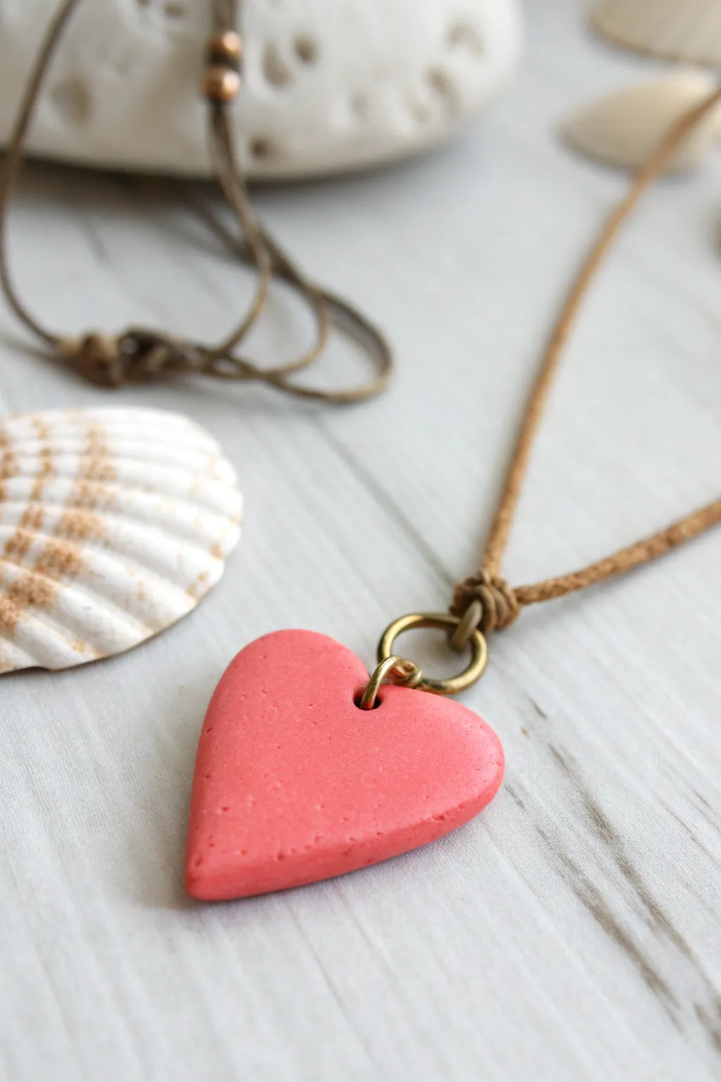 Tiny heart polymer clay pendant on a simple cord, beginner-friendly and beautifully minimal