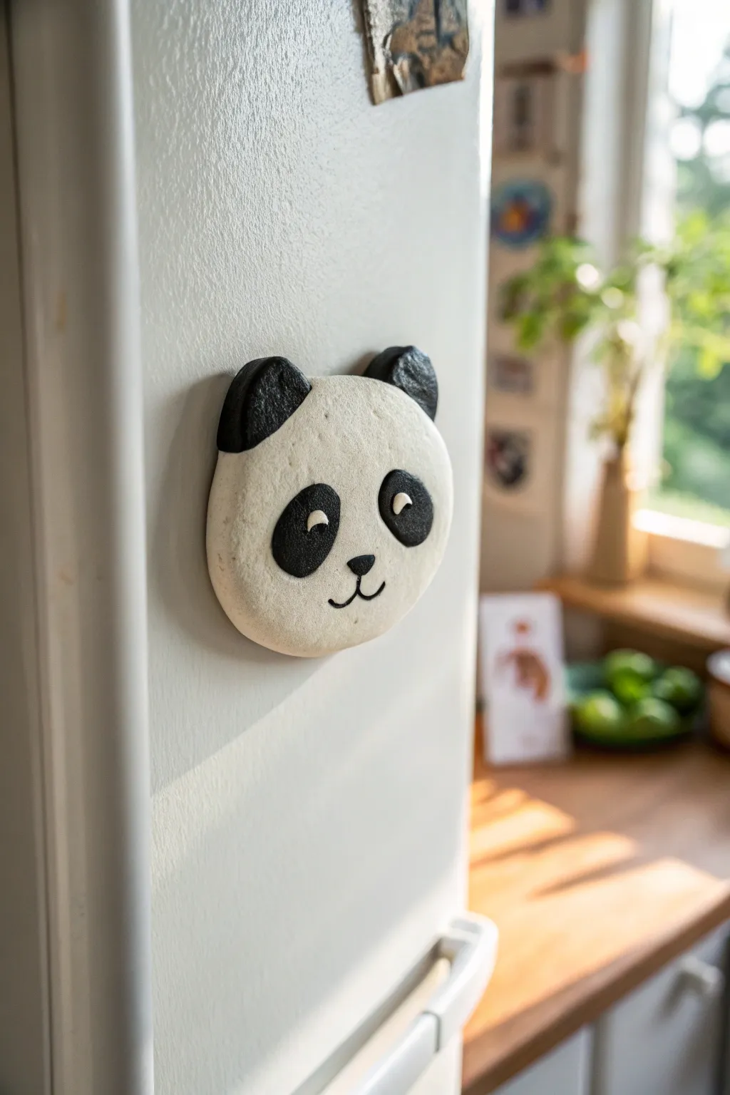 Easy panda head magnet: a beginner clay model that looks adorable on a minimalist fridge