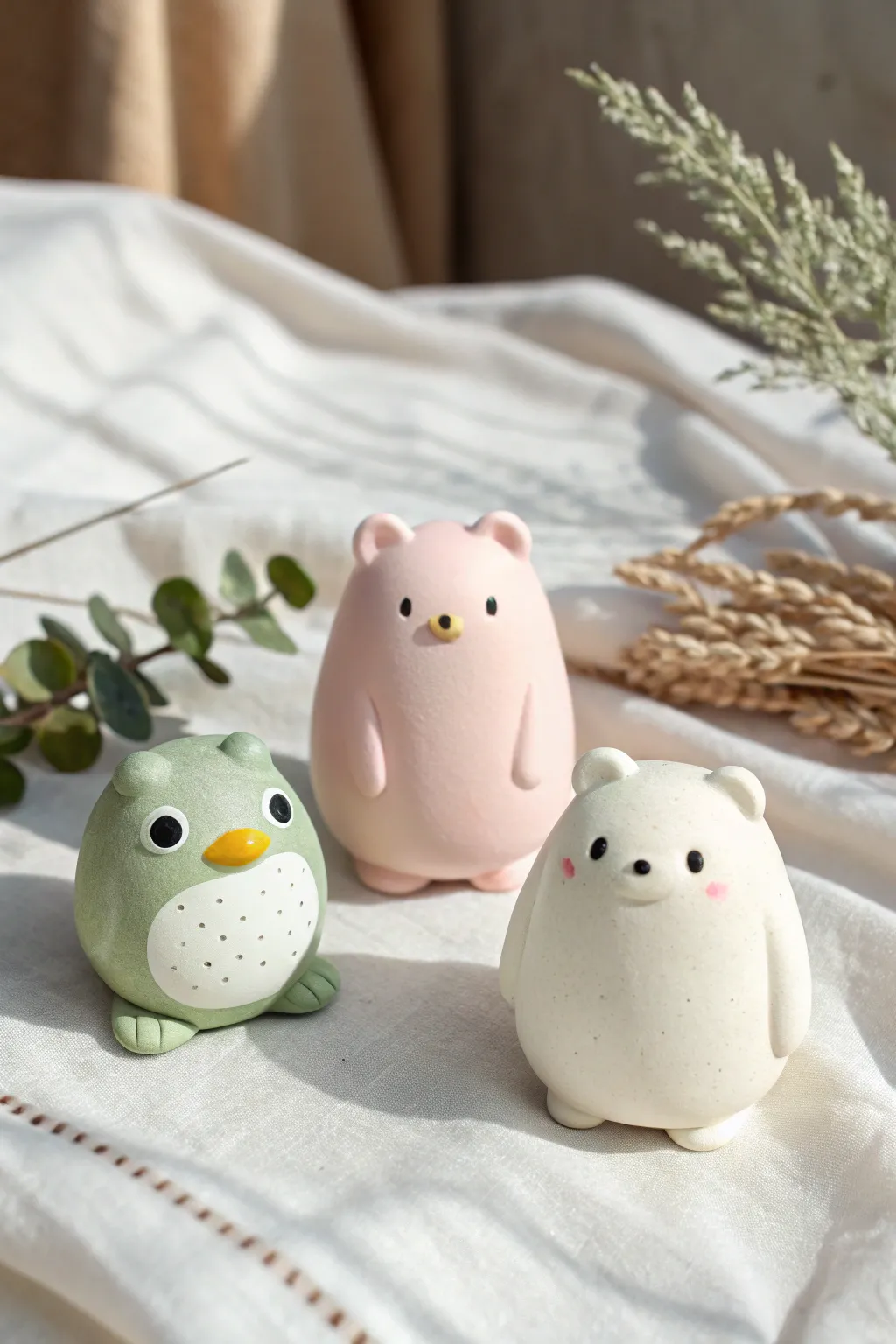 Make cute chonky kawaii animals in minutes, perfect beginner clay figurines for your shelf