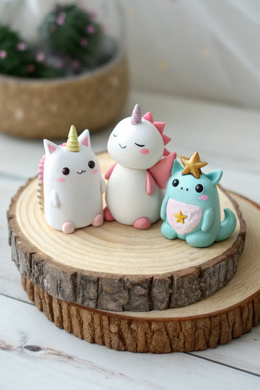 Pocket-sized polymer clay fantasy pals, simple shapes and sweet colors kids can make.