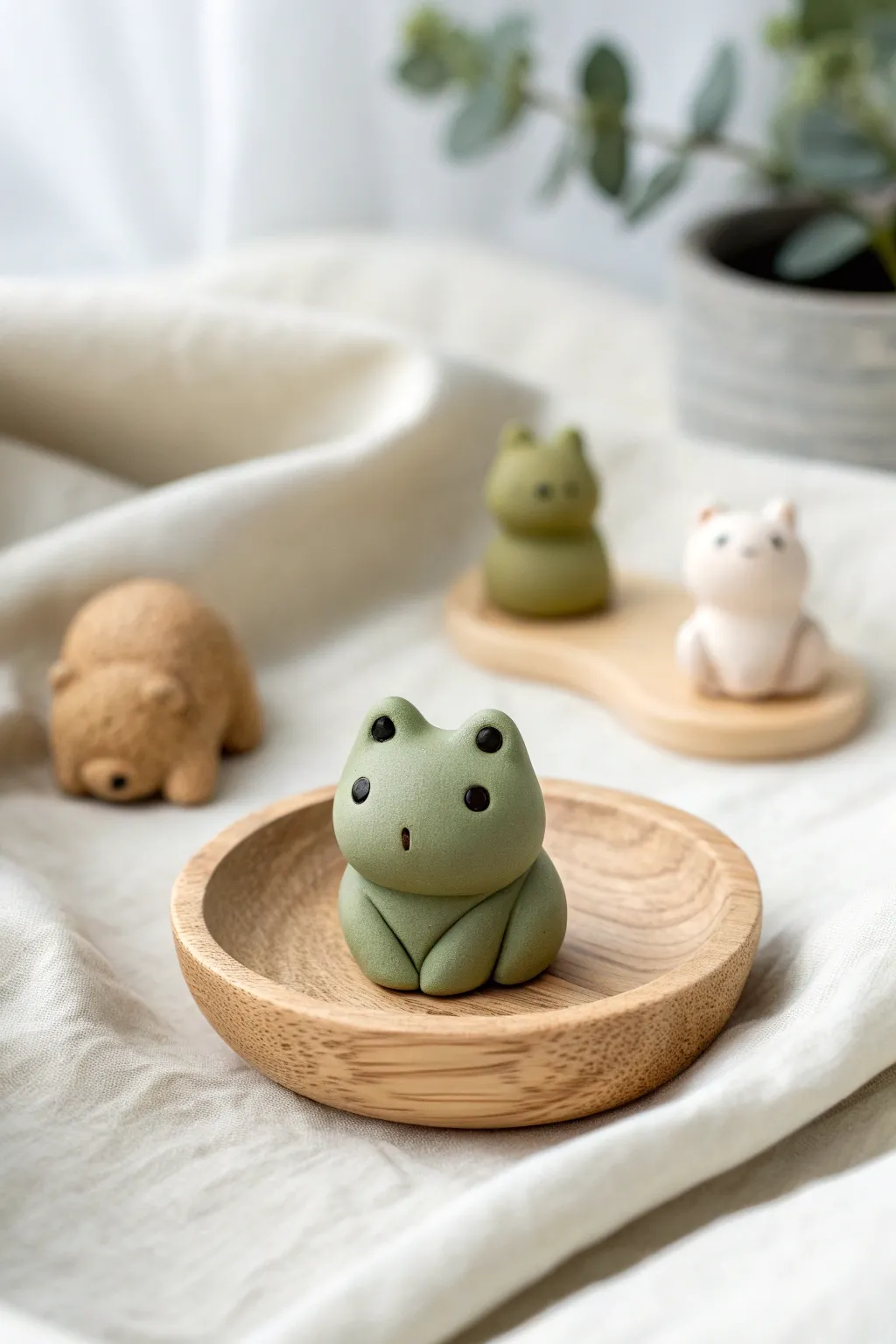 Tiny air-dry clay animal minis, simple shapes and dot eyes, perfect beginner project