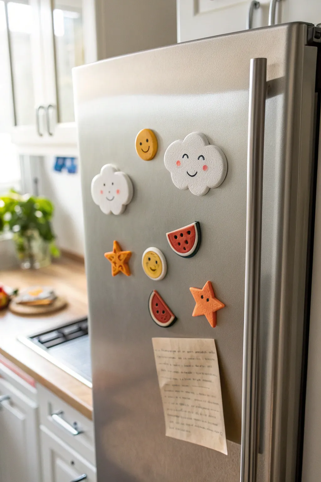 Sweet mini clay fridge magnets in a clean minimalist set, handmade charm with soft pastel contrast
