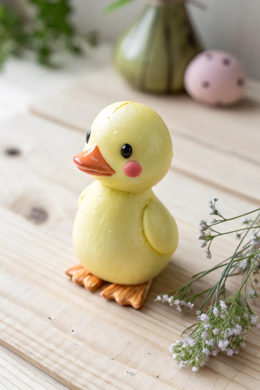 Make a cute air dry clay duckling with rosy cheeks and a smooth pastel finish.