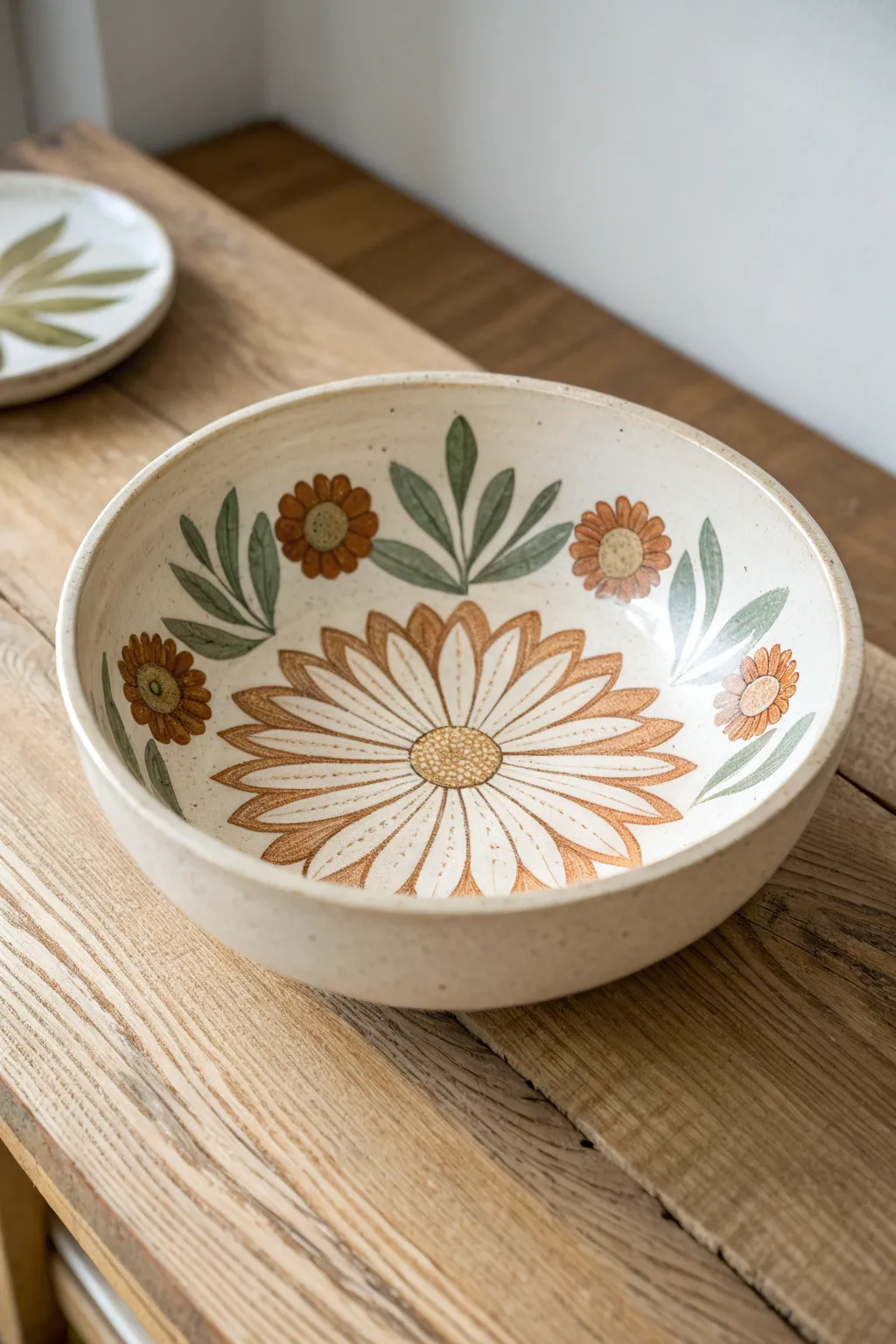 Big bloom daisy bowl design: bold petals that curve with the rim for a cheerful centerpiece