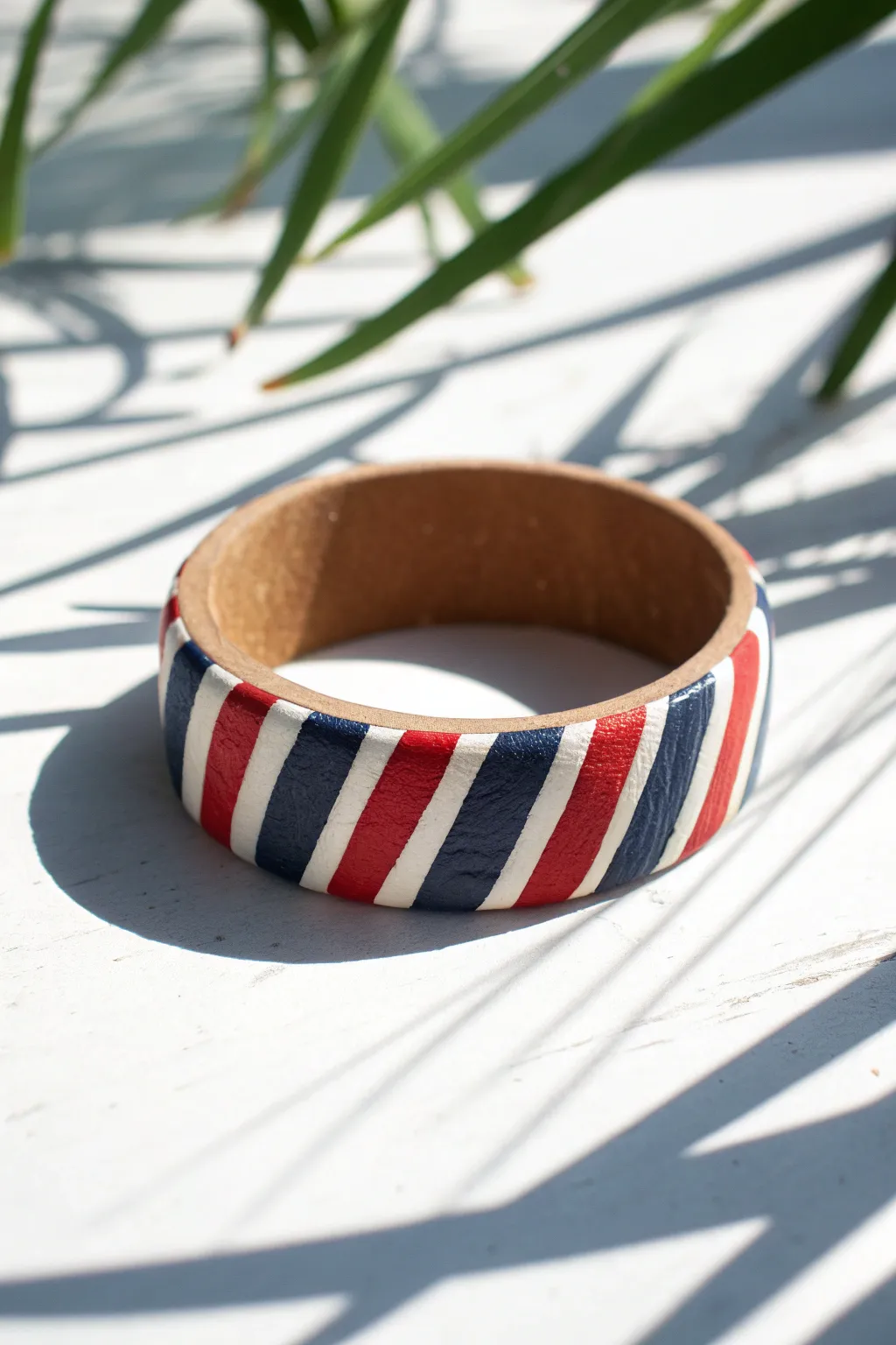 Nautical navy, red, and white clay bracelet stripes for a crisp, classic summer statement.