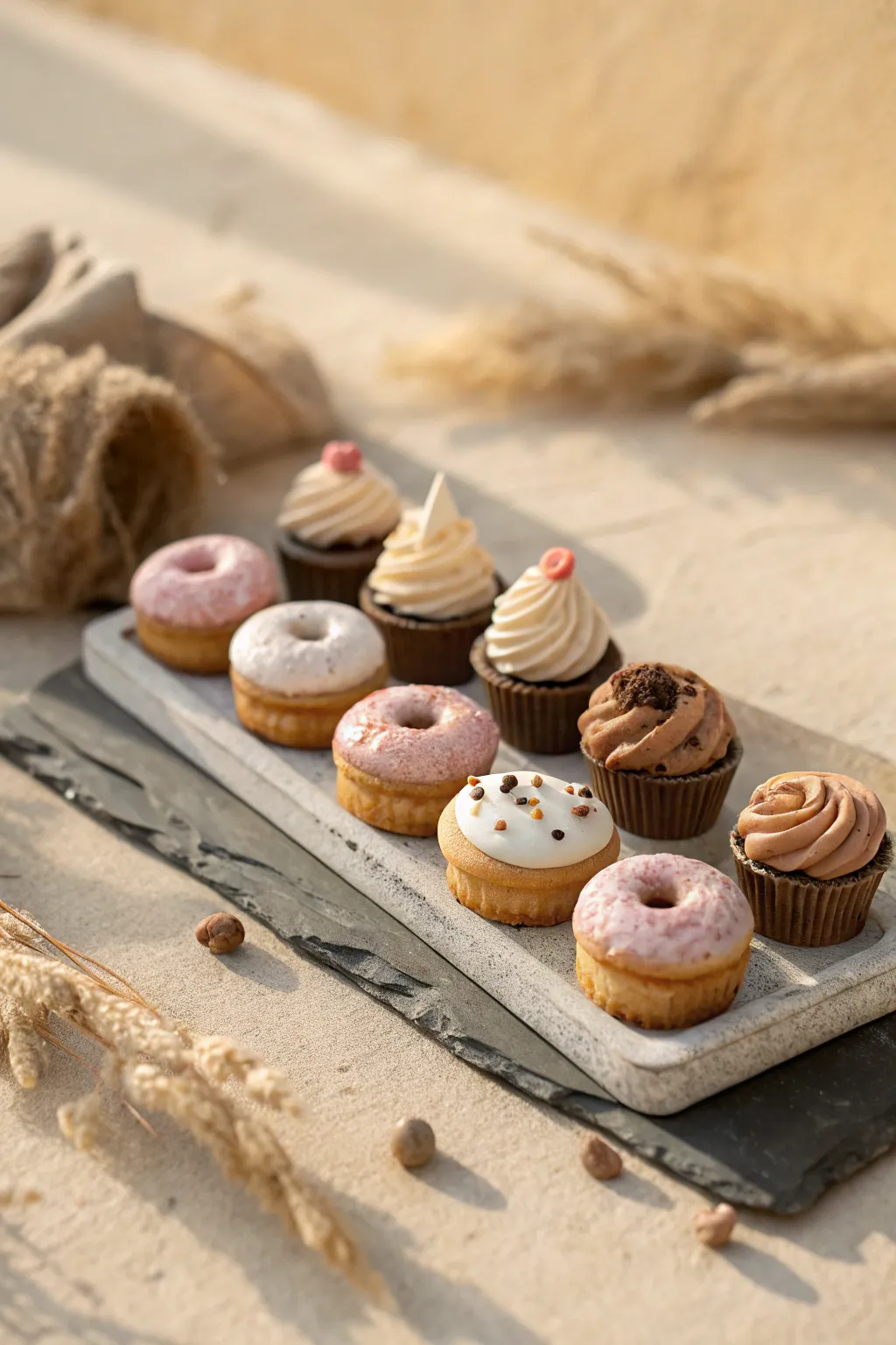 Mini dessert counter challenge: sculpt 8 tiny treats and style them like a minimalist bakery display