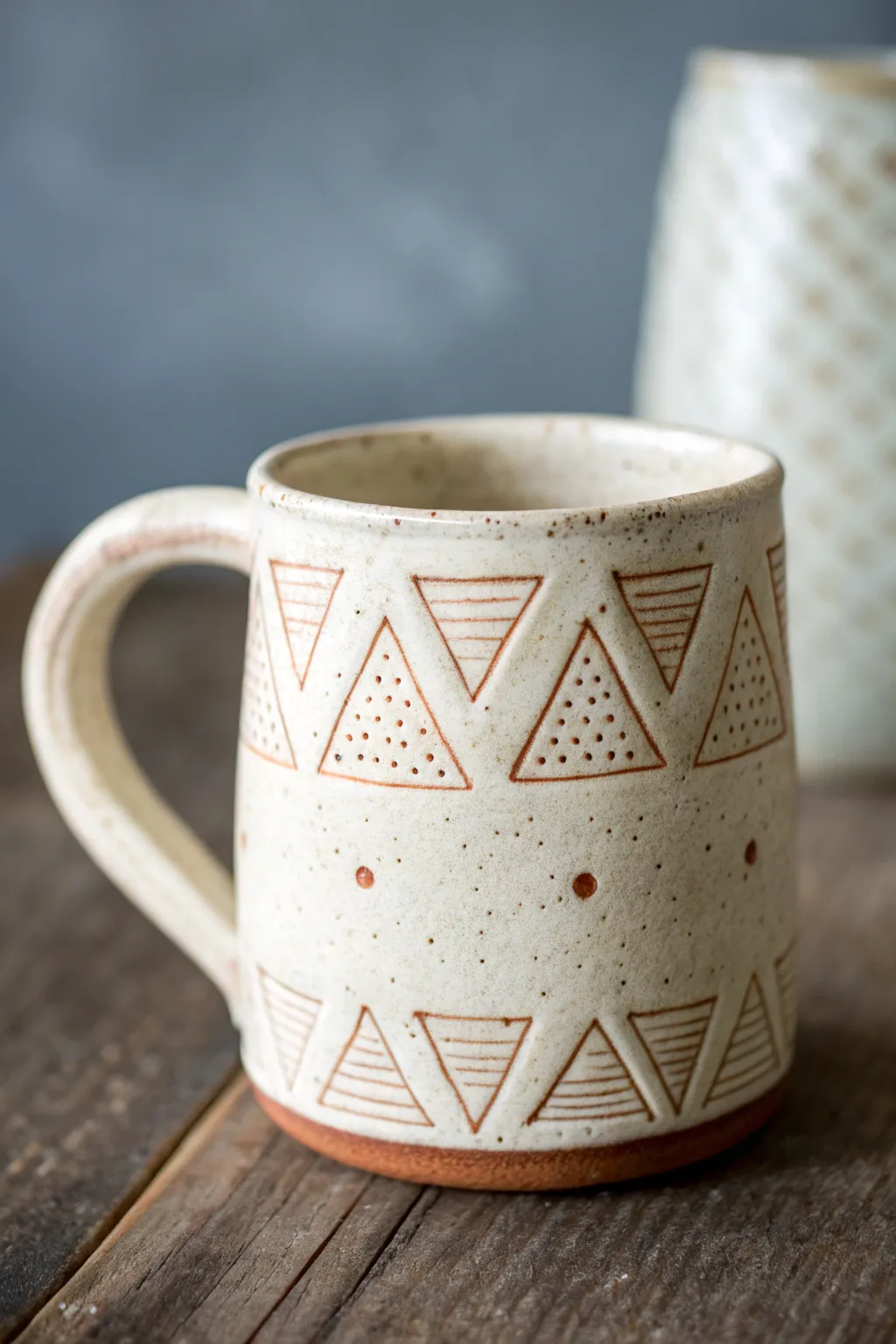 Easy stamped geometric wrap mug idea: minimalist pattern that looks handmade and modern.