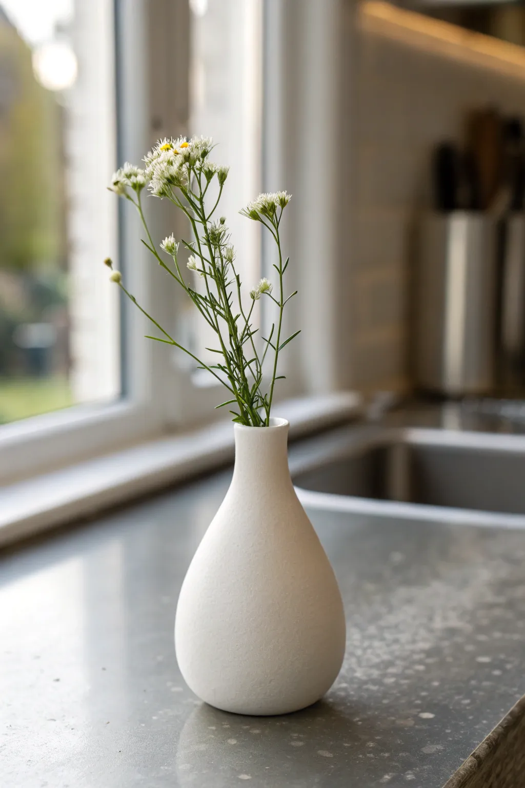 Tiny magnet bud vase with a found wildflower, minimalist clay charm for any fridge or locker.