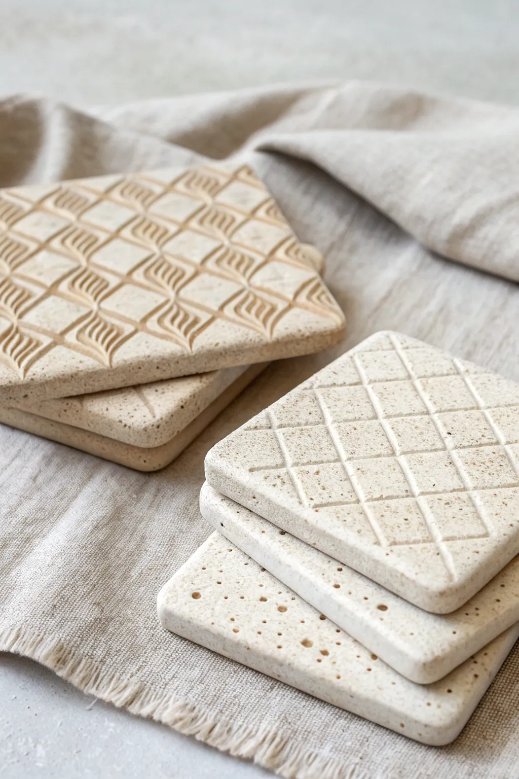 Beginner-friendly slab coasters with pressed textures—simple, chic, and naturally beautiful.