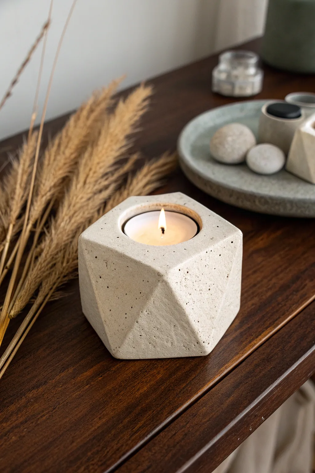 Chunky sculptural tea light holder idea for a cozy minimalist glow with handmade clay charm.