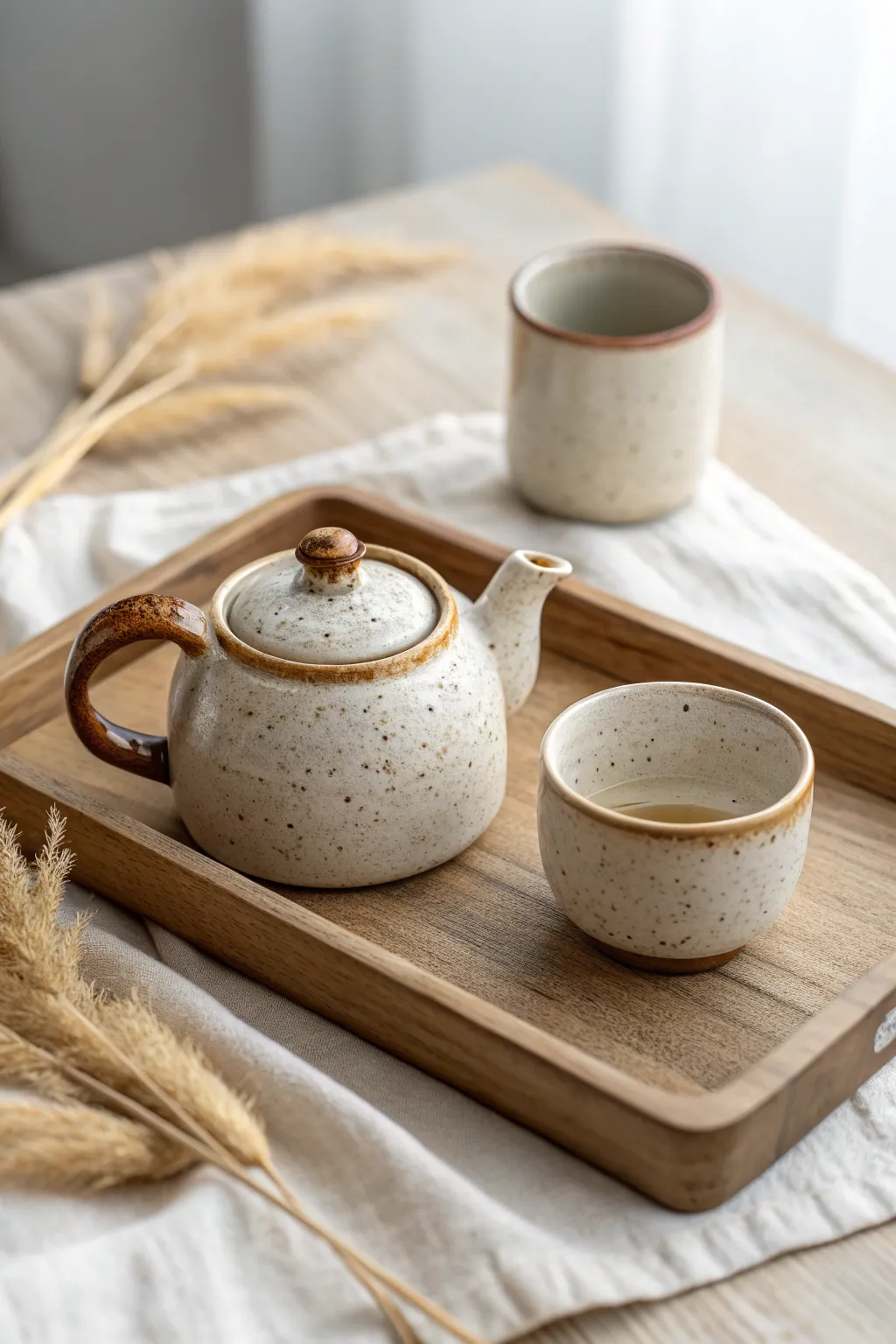 Petite mini teapot and matching cup in soft matte glaze, perfect for one calm cup of tea.