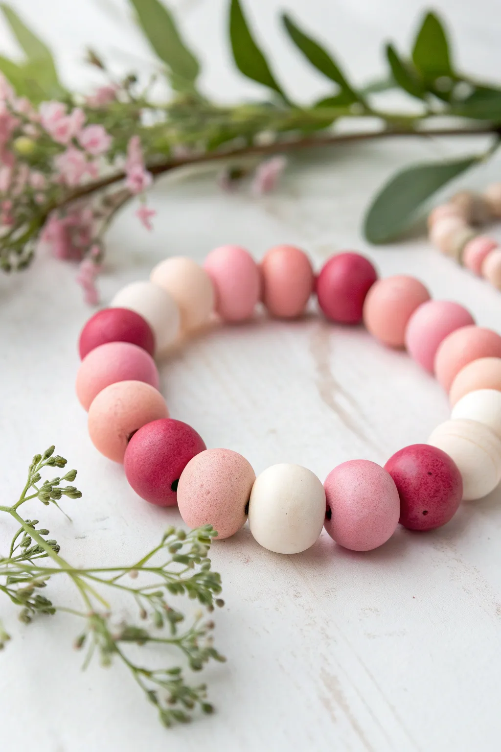 Sweet ombre clay bracelet in pink-to-blush-to-cream, minimal, modern, and handmade.