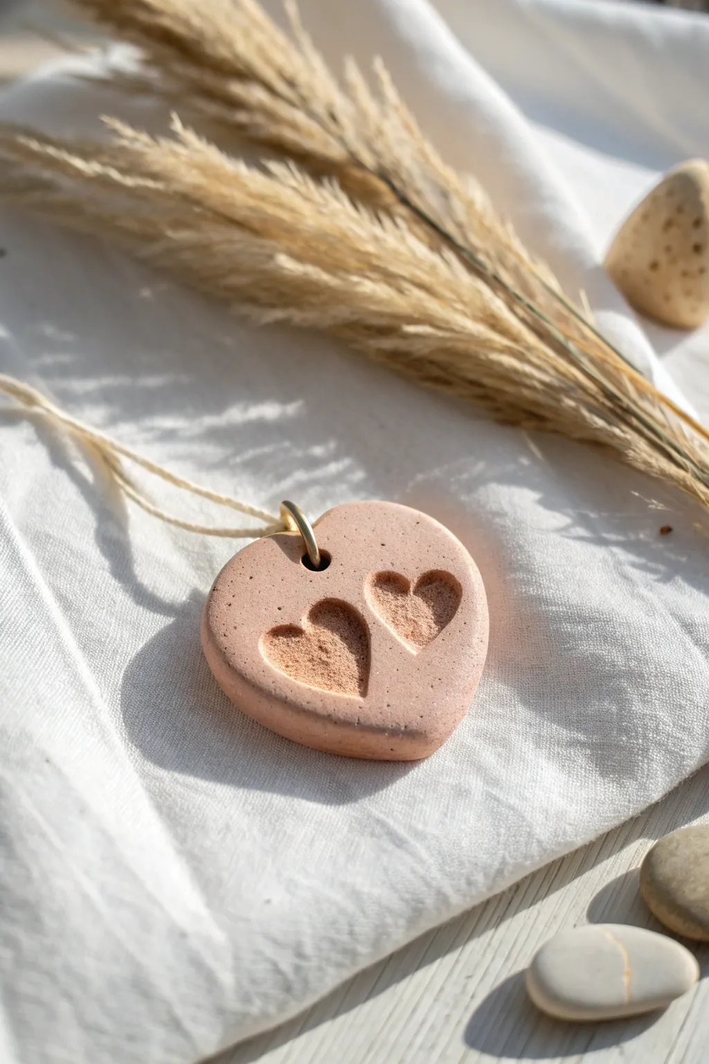 Sweet thumbprint heart pebble keepsake, a simple clay gift your boyfriend will treasure