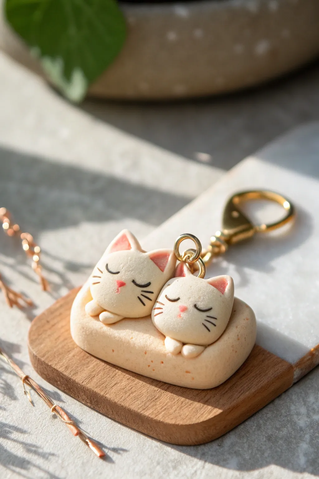 Sleepy kitty loaf charm in warm pastels, minimalist boho styling and beginner-friendly cuteness