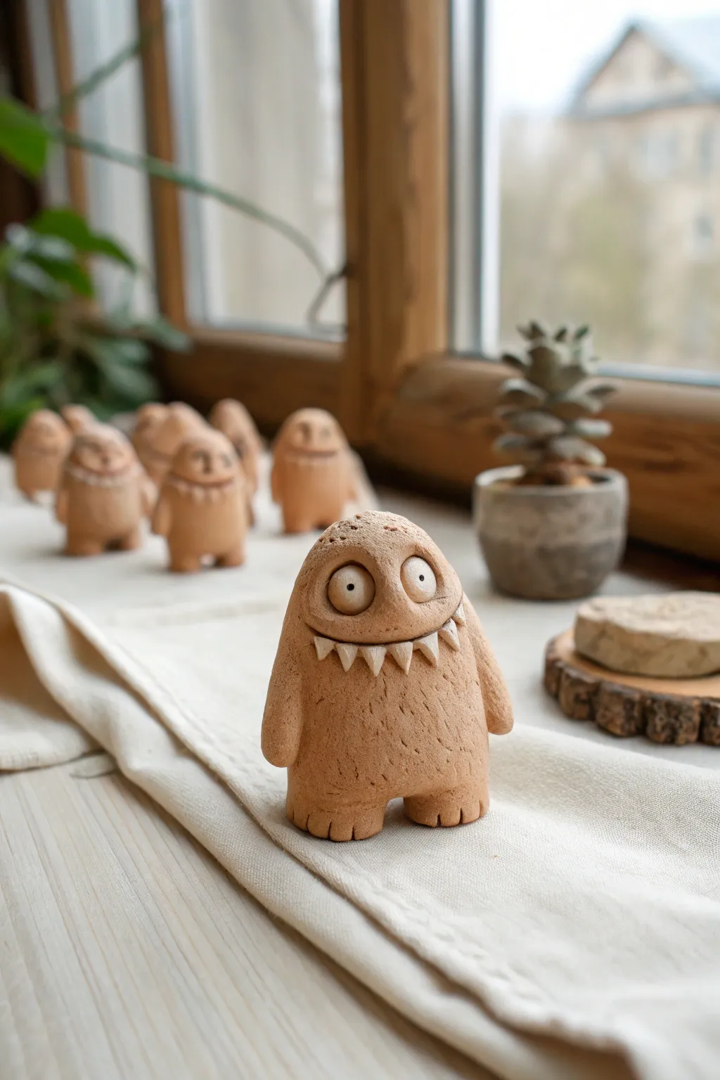 Silly monster minis from air-dry clay, a fun kids project that looks adorable on display