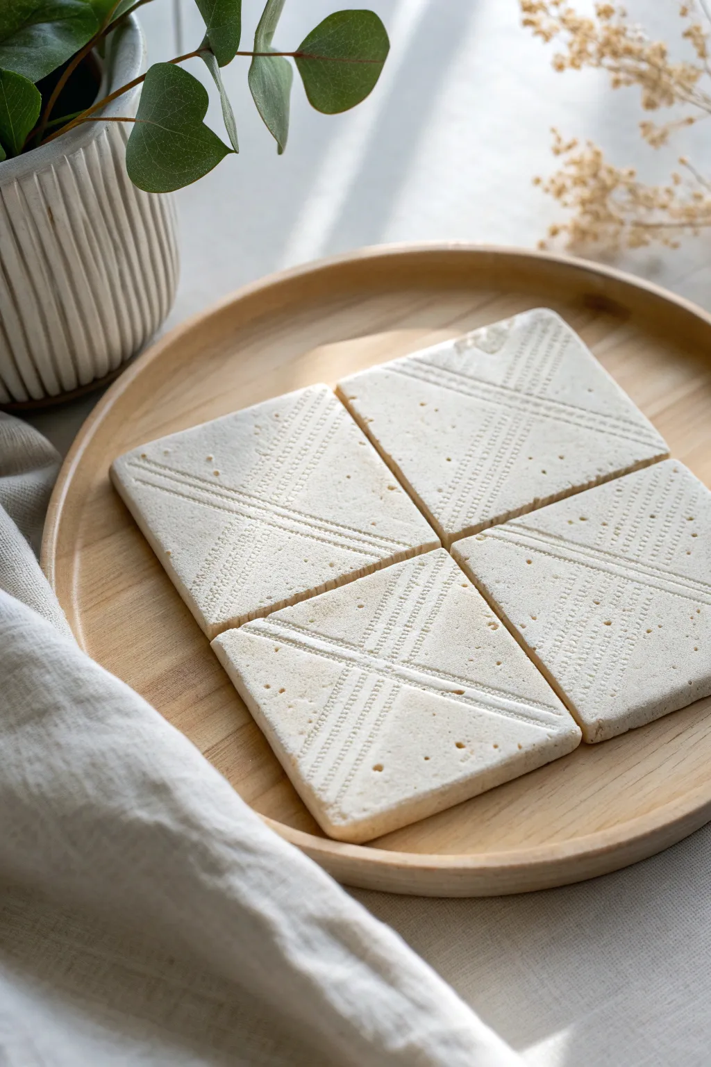 Four-quadrant sampler tile with dots, lines, crosshatch, and waves for an easy modern look.