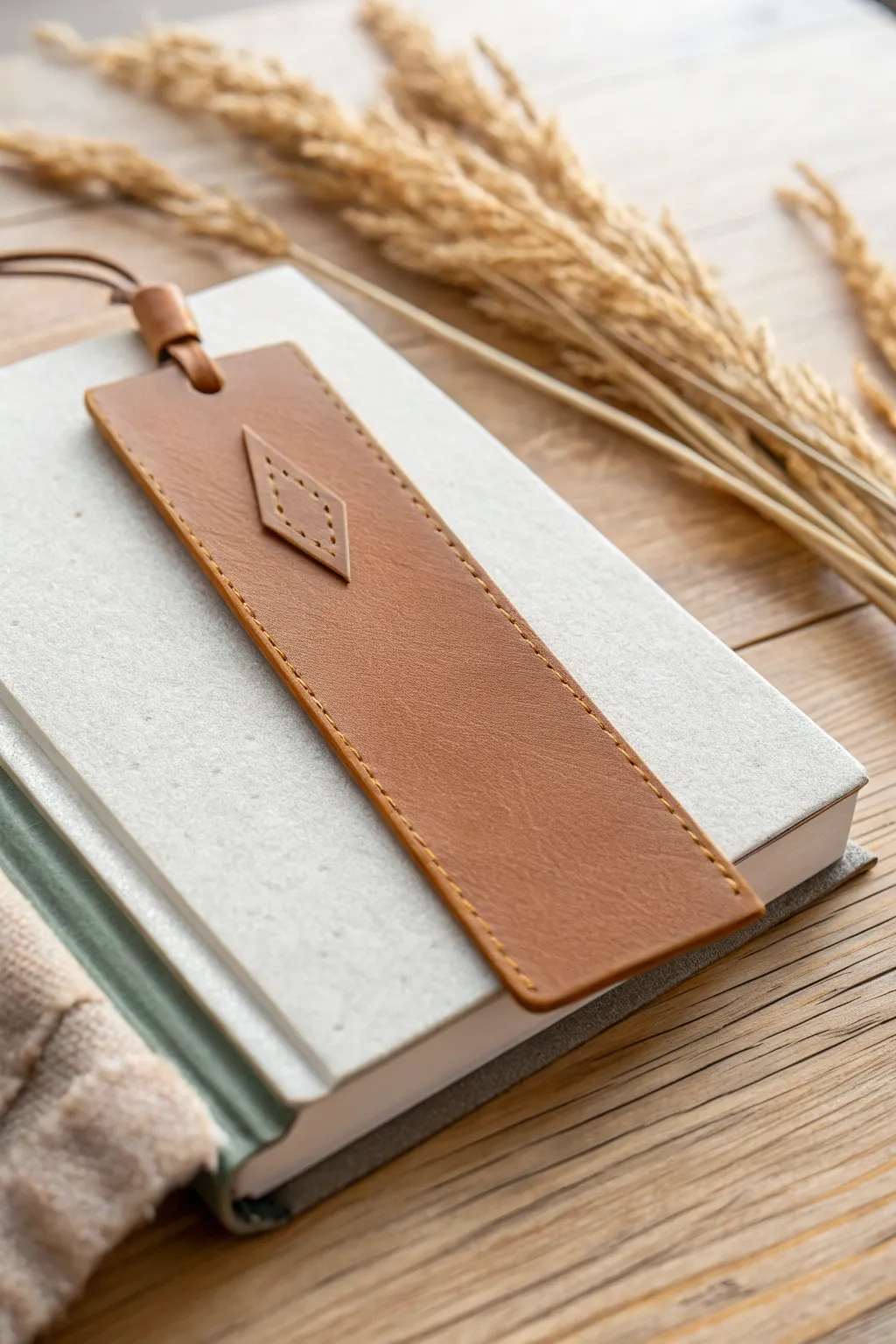 Flexible faux leather polymer clay bookmark adds minimalist charm to your favorite book.