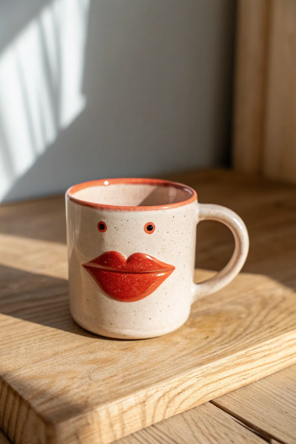 A kiss-ready pouty lips mug that’s minimal, funny, and totally handmade-cute.
