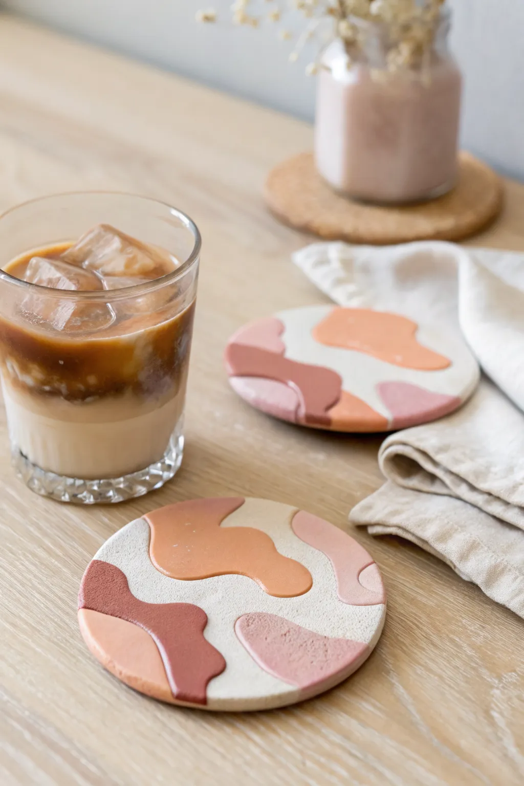 Splat-shape polymer clay coaster that adds playful, modern color to your coffee table