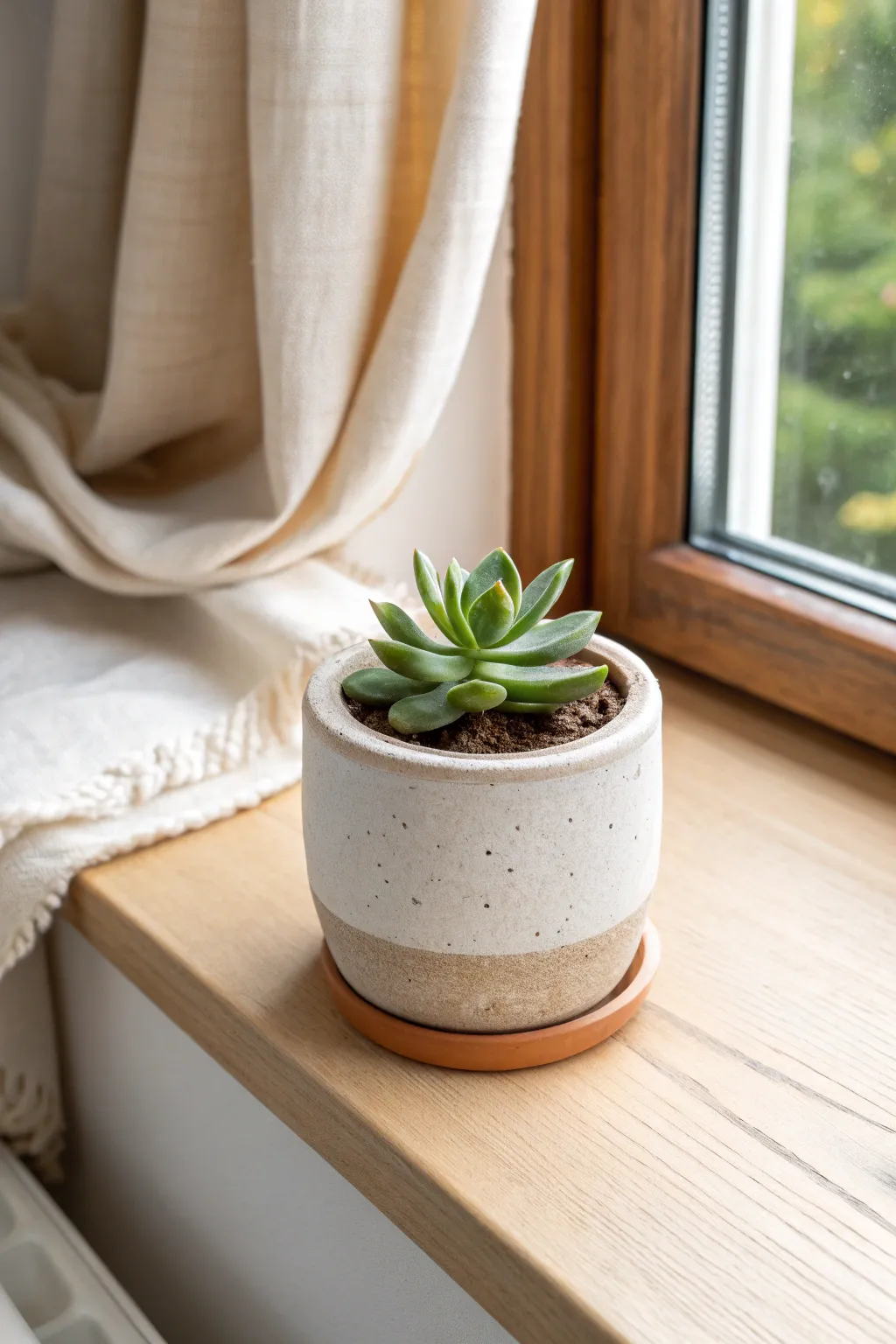 Minimal matte clay succulent planter idea, simple adult DIY with calm Scandinavian boho vibes.