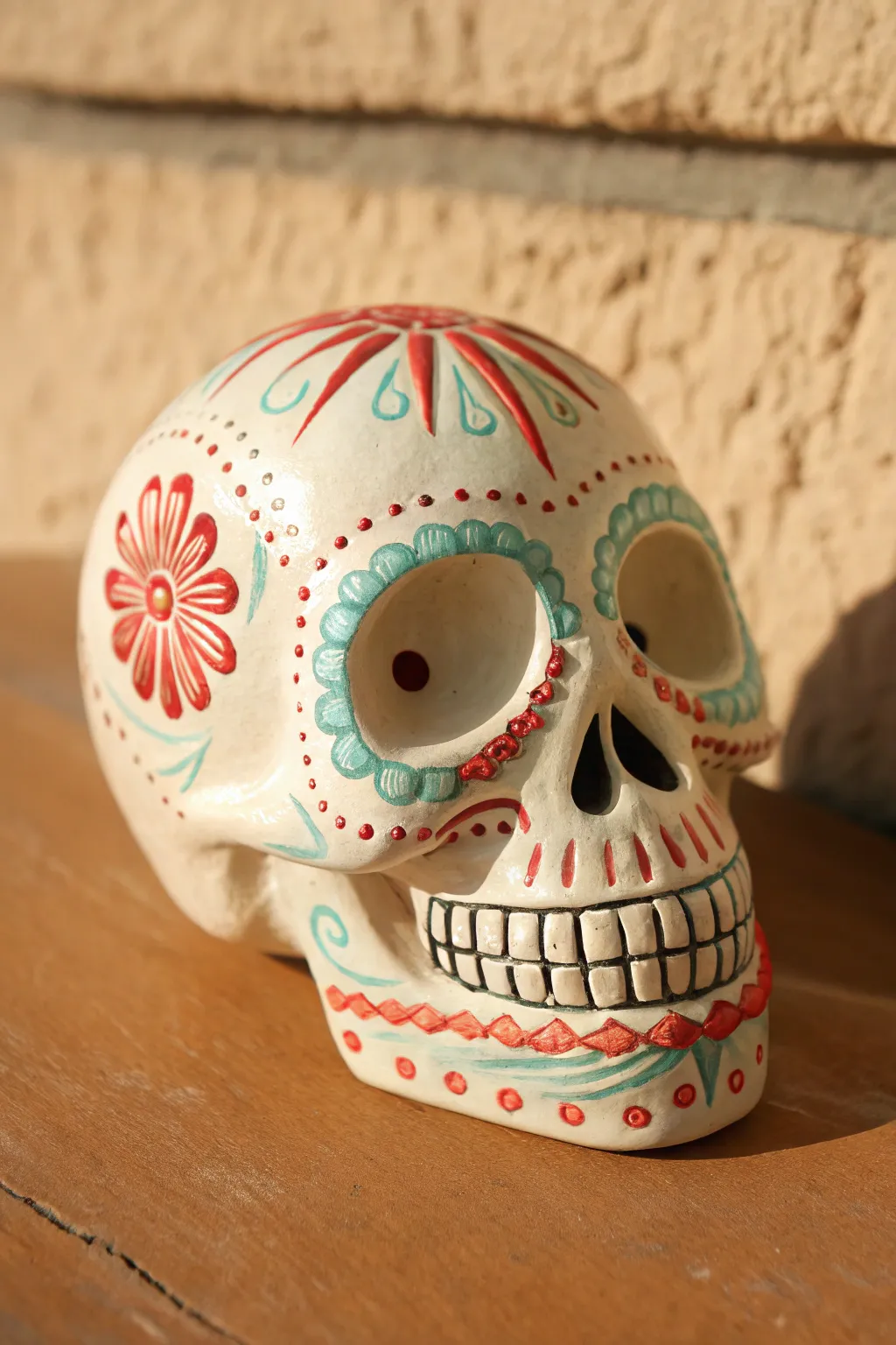 Alternating tooth colors make this ceramic sugar skull pop with crisp, hobby friendly detail.