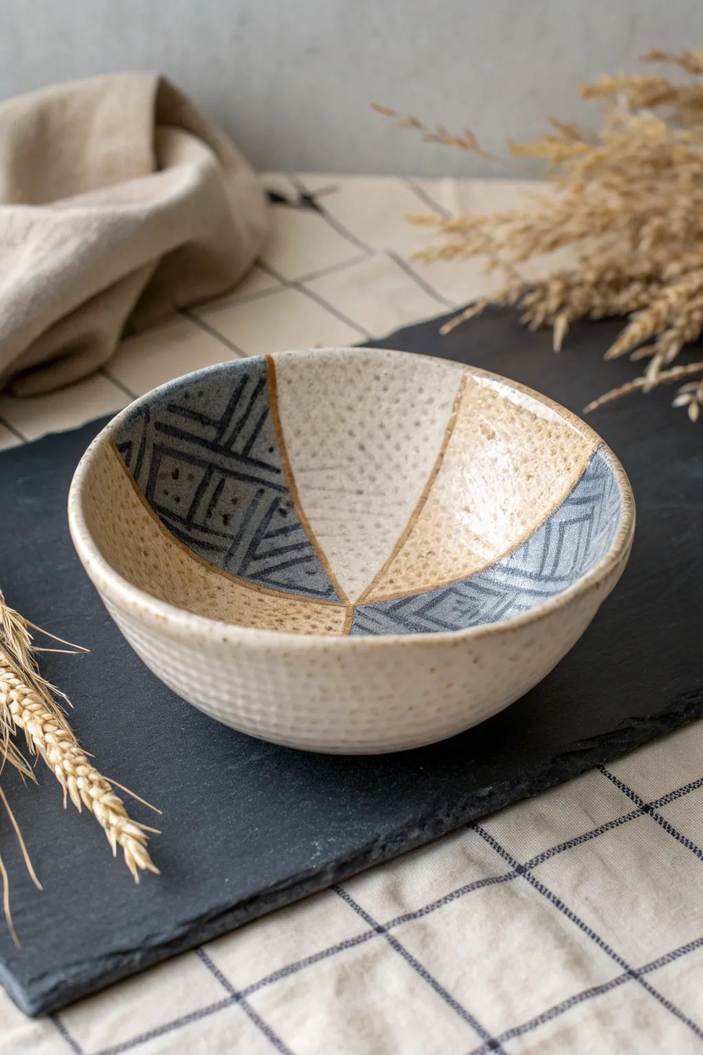 One pinch bowl, three found-object press textures for instant ceramic surface inspiration