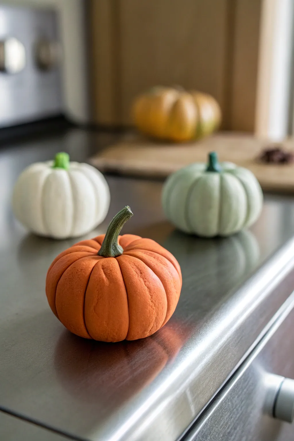 Make your fridge fall-ready with a simple clay pumpkin magnet in bold yet minimalist colors