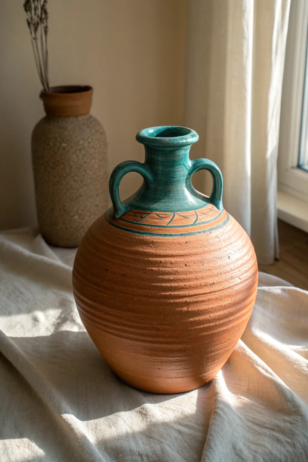 Flattened coil canteen with side spout, bold matte color and clean minimal lines