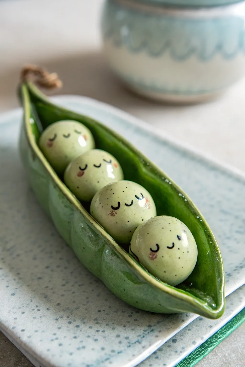 Cute peas in a pod sculpture for couples: simple, cozy, and perfect for a shared clay date.