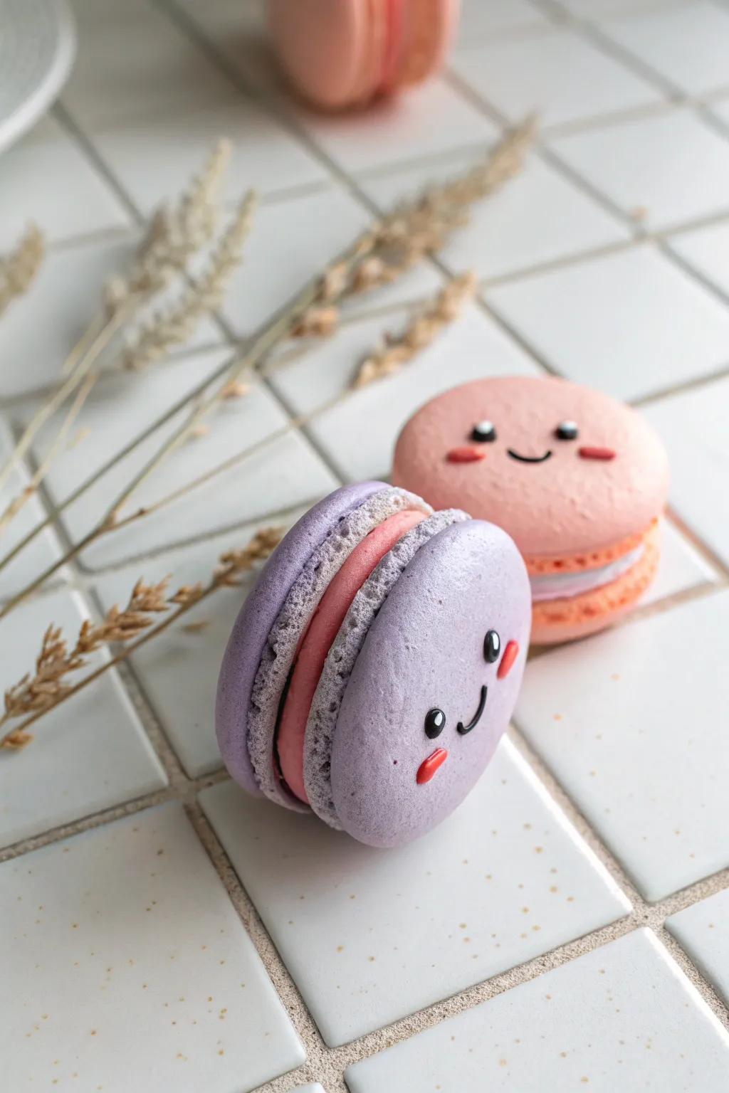 Macaron smile sandwich magnet in soft pastels, a sweet minimalist pop for your fridge.