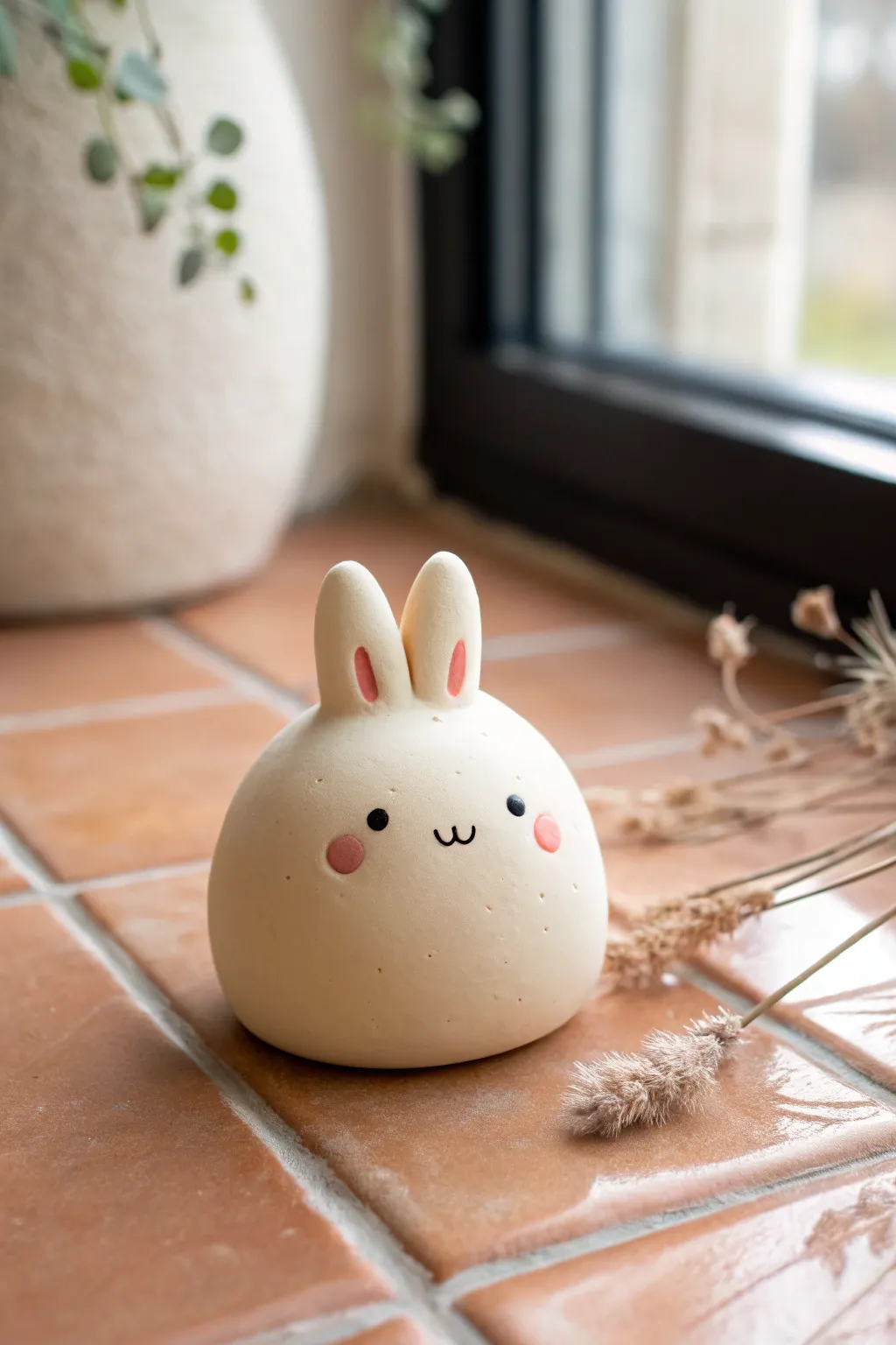 Make this bunny dumpling figure in minutes for an irresistibly cute, minimalist clay display.