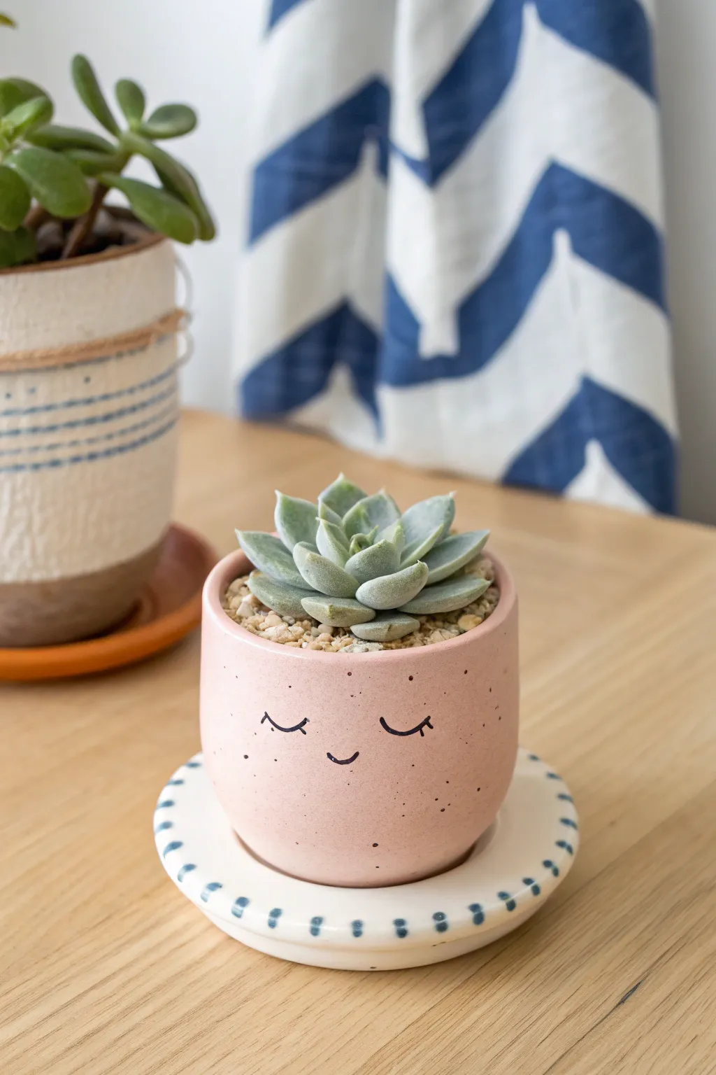 Cute mini succulent pot buddy in pastel clay, a simple DIY project with big handmade charm.