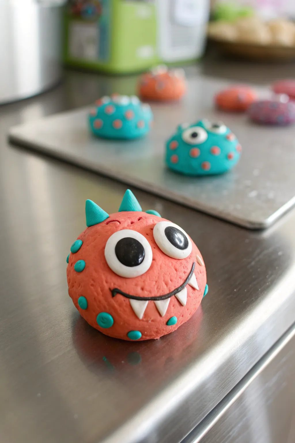 Cheeky air-dry clay monster magnet with big eyes, bold color, perfect kid-friendly DIY