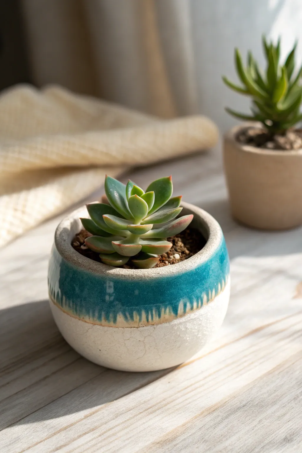 Tiny pinch pot succulent planter: beginner-friendly, minimalist, and beautifully glazed.