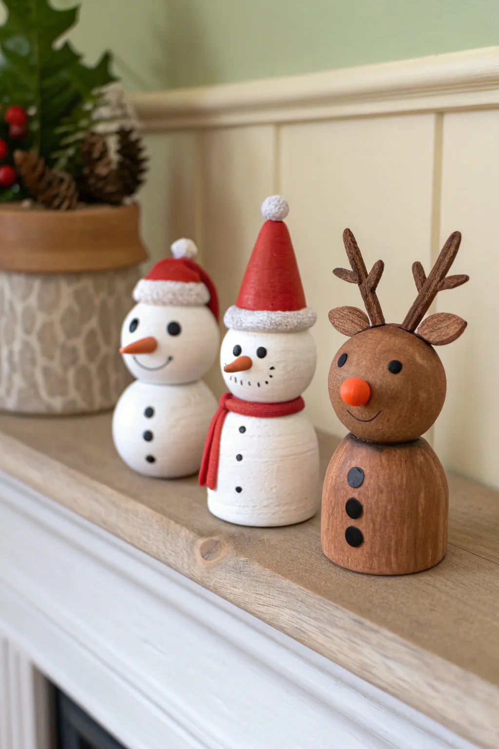 Easy Christmas clay mini trio: Santa, snowman, and reindeer in cozy Scandinavian style