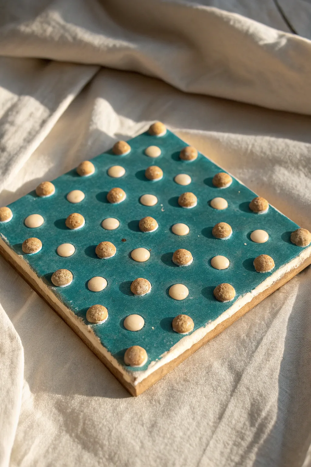 Polka dot puff relief tile in bold color, easy to make and perfect for playful wall accents