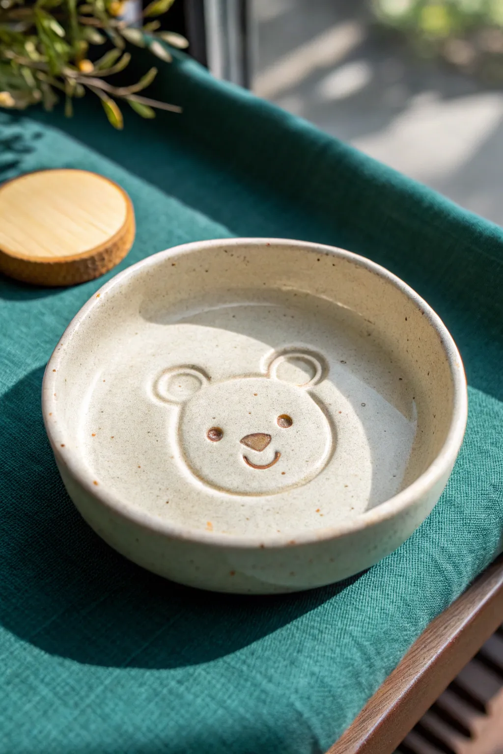 Cute mini bear ring dish in matte ivory clay, simple to make and perfect for bedside jewelry.