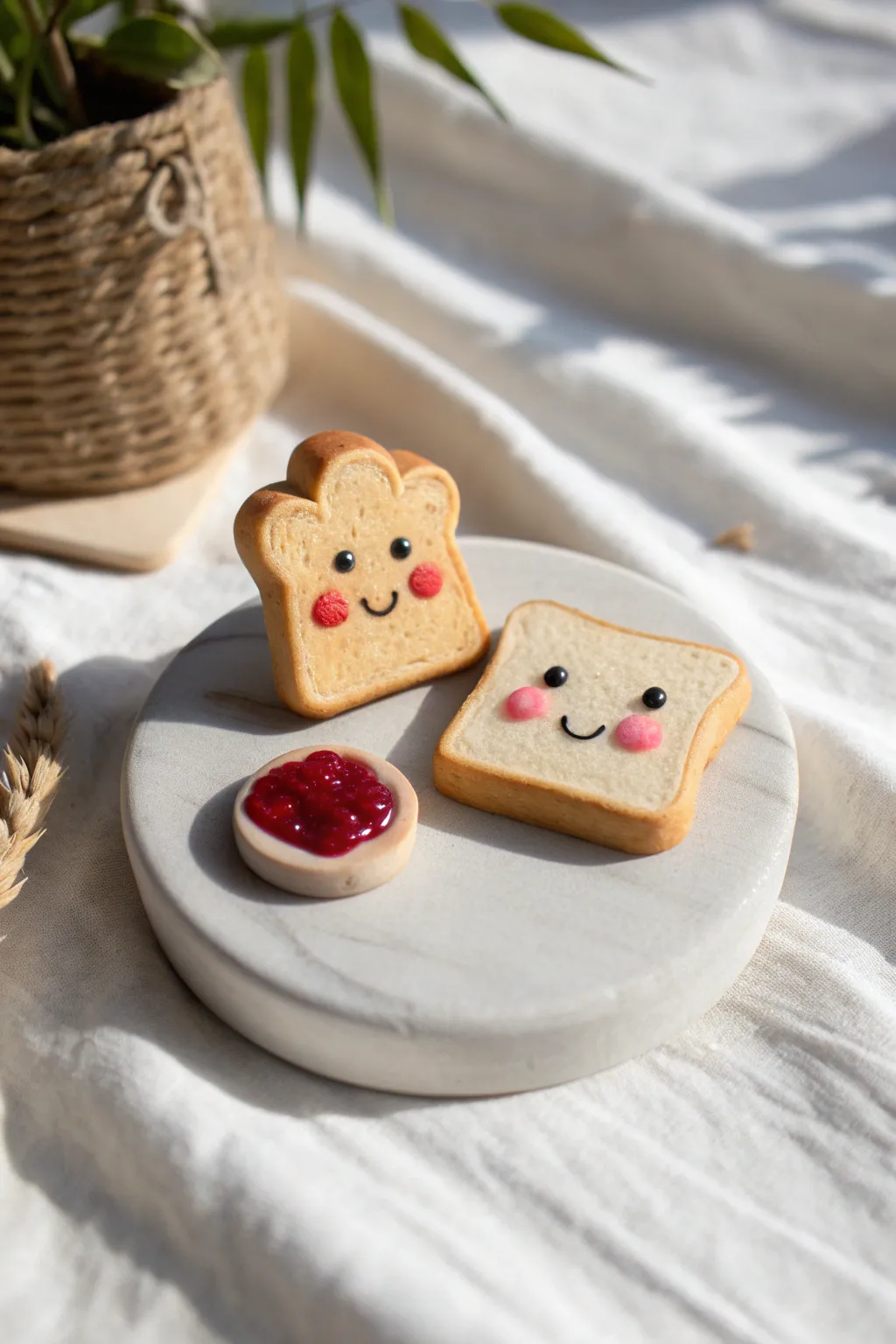 Meet the happiest toast and its jam buddy, a kawaii clay duo for cozy minimalist decor.