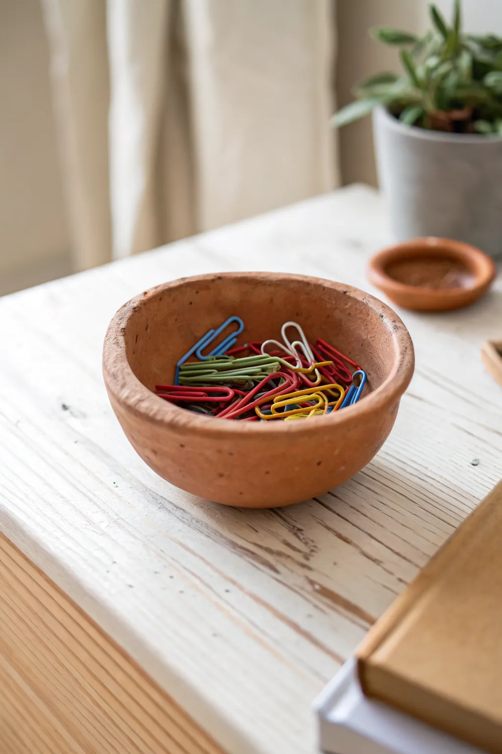 Mini coil bowl with bright clips, a simple clay project that feels calm, modern, and handmade