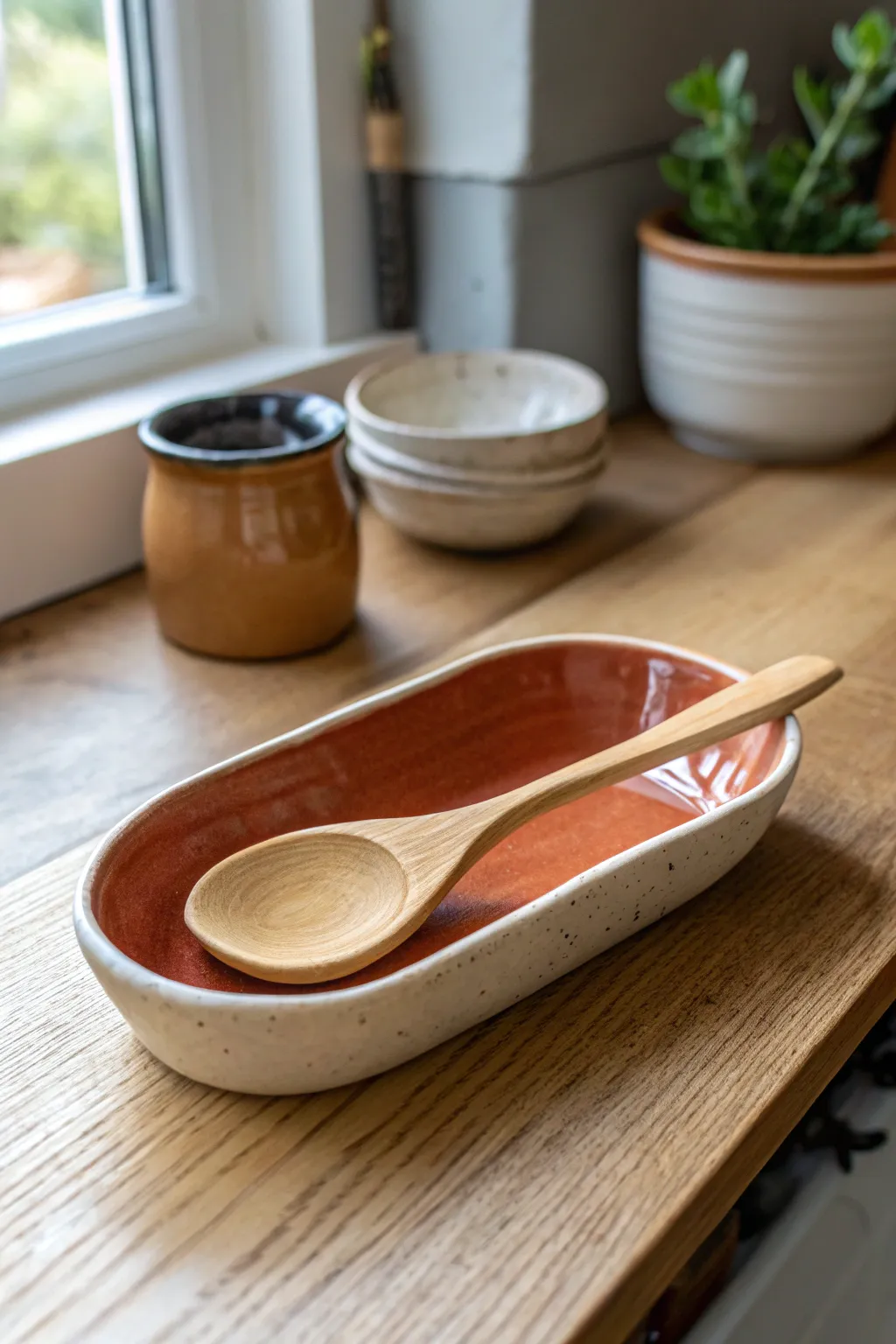 Clean counters, cozy cooking: a minimalist clay spoon rest that holds your spoon neatly.