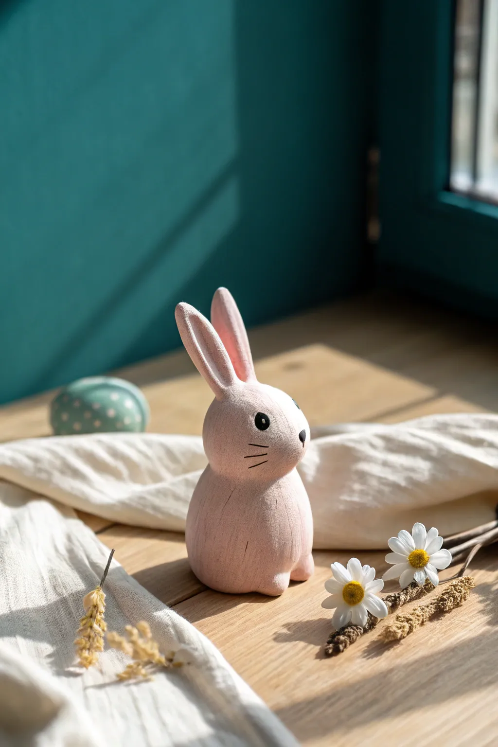 Easy mini clay bunny pocket mini, minimalist spring charm with a bold color pop today