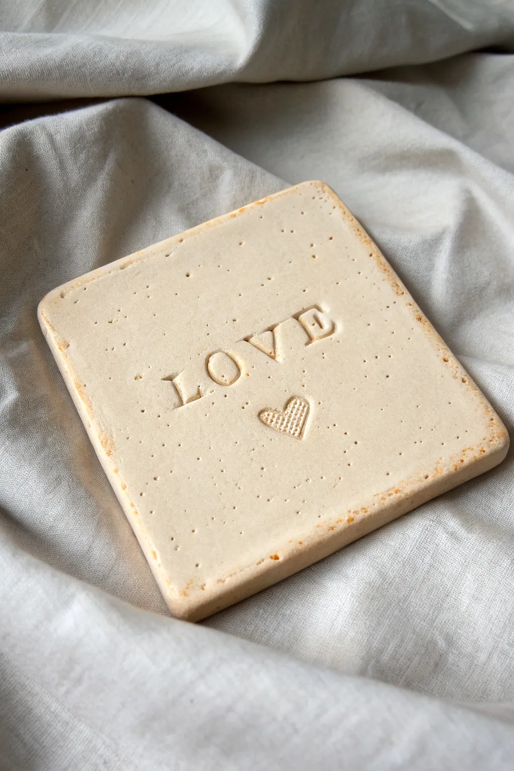 Minimal clay plaque tile with tiny heart detail, perfect simple Mothers Day gift idea