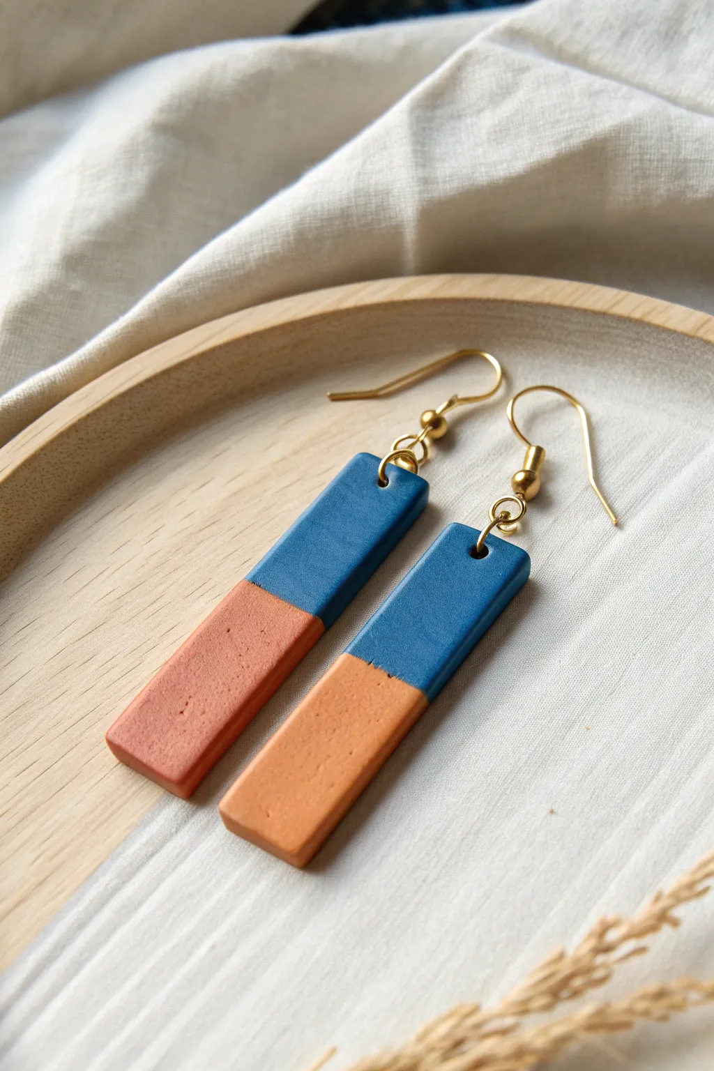 Beginner-friendly polymer clay bar earrings with crisp color blocks and a modern minimalist vibe