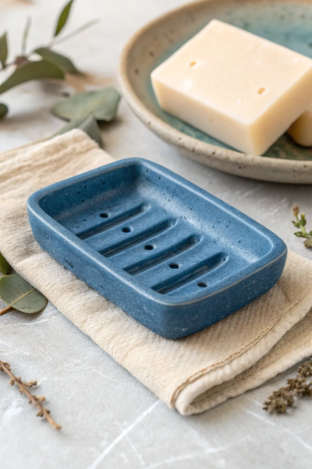 Drainage-friendly slab soap dishes: simple channels or holes to keep your soap dry and pretty.