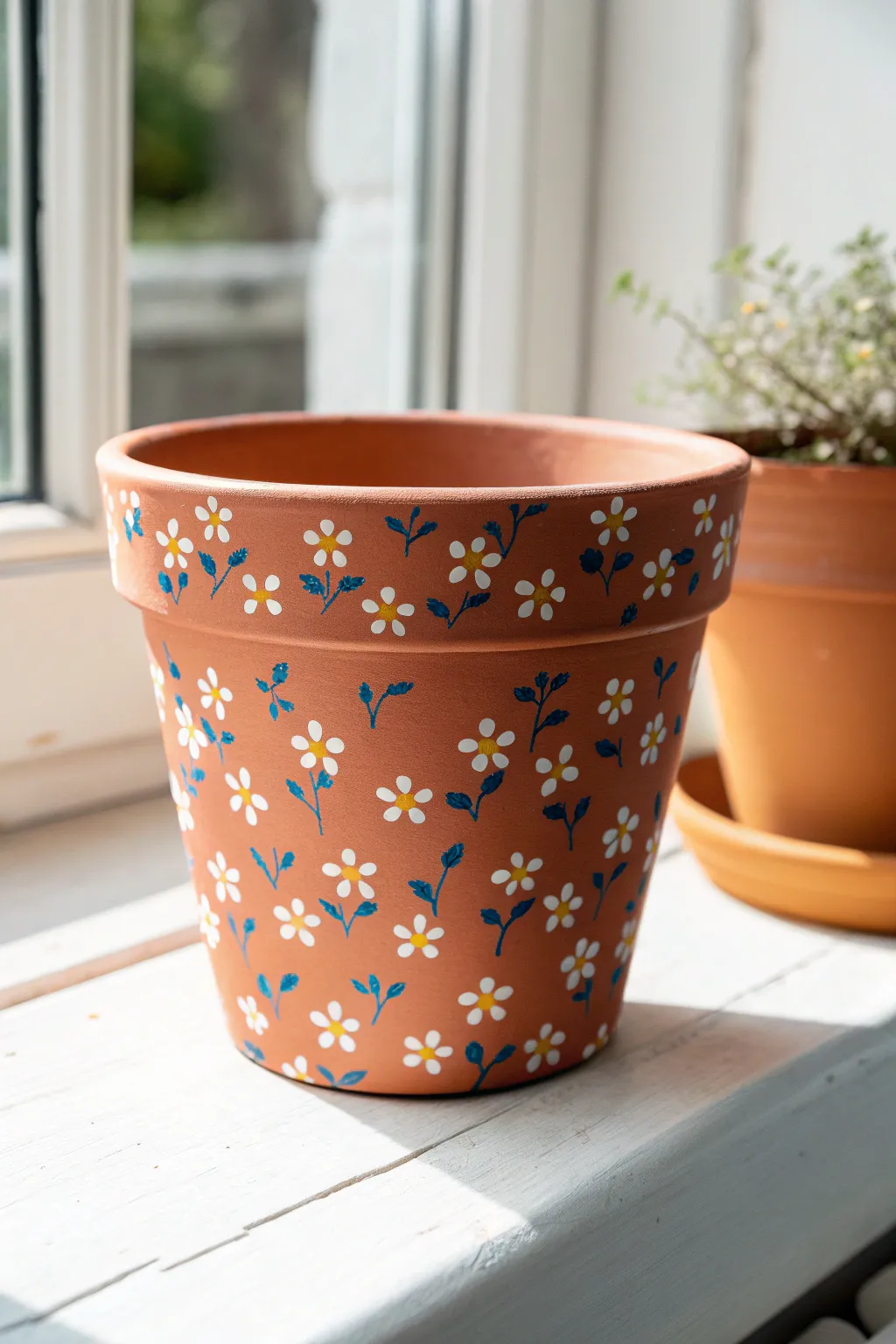 Tiny wildflower scatter pattern on terracotta for a fresh, minimalist-boho pop of color.